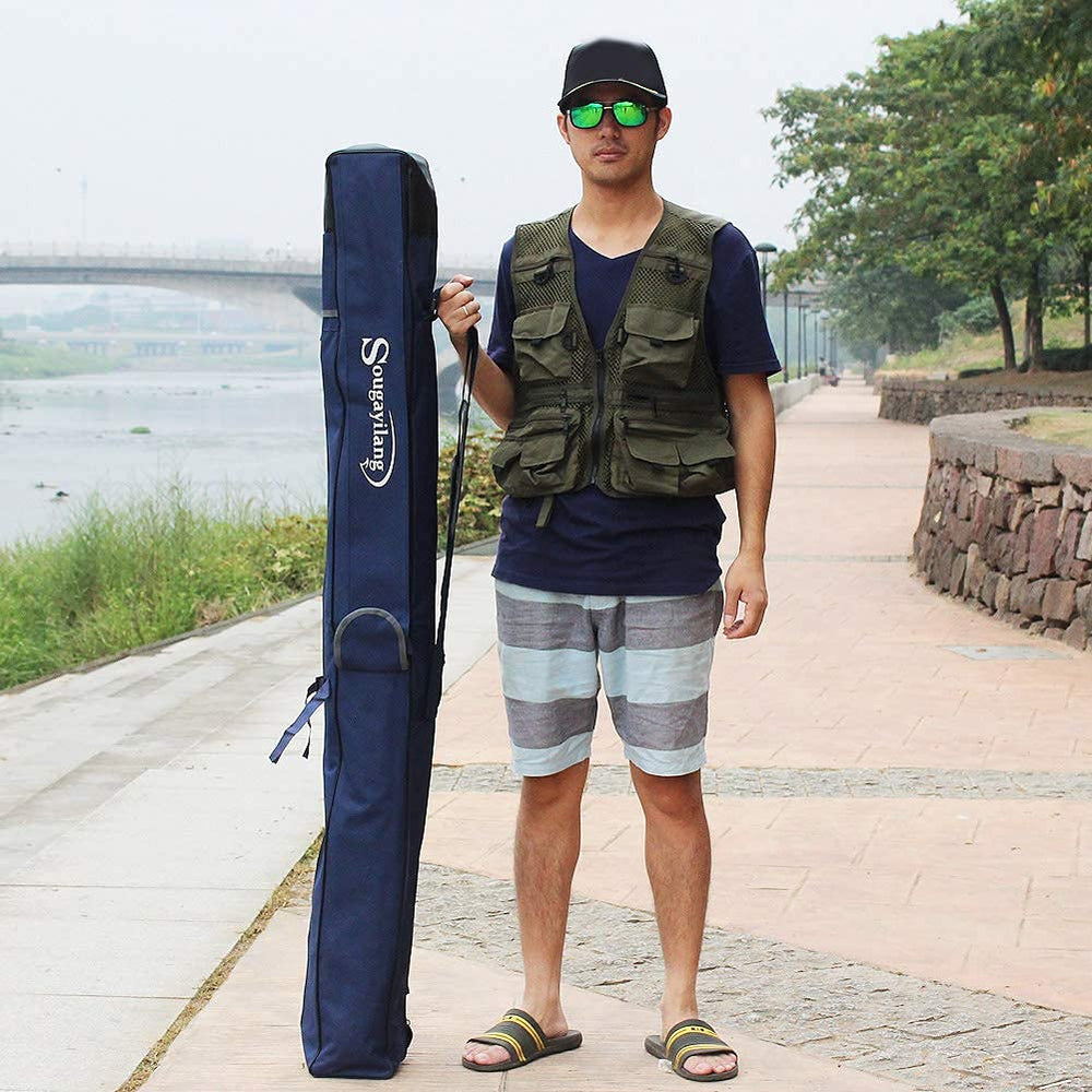 Sougayilang gear and tackle carrier simplifies transport of rods and reels