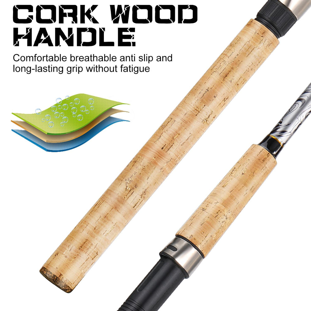 Sougayilang glass rod 9-foot length offers extended reach for coastal anglers.