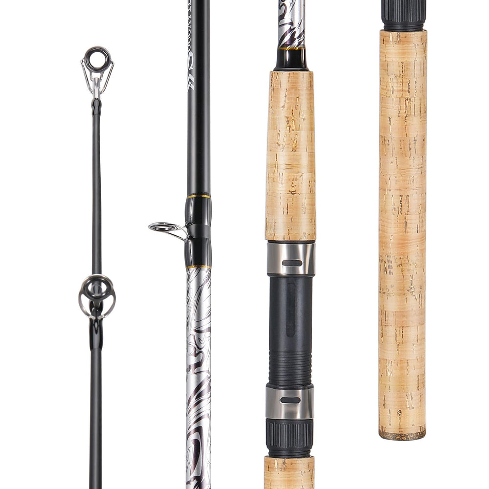 Sougayilang glass rod stainless steel guides ensuring smooth line flow during casts.