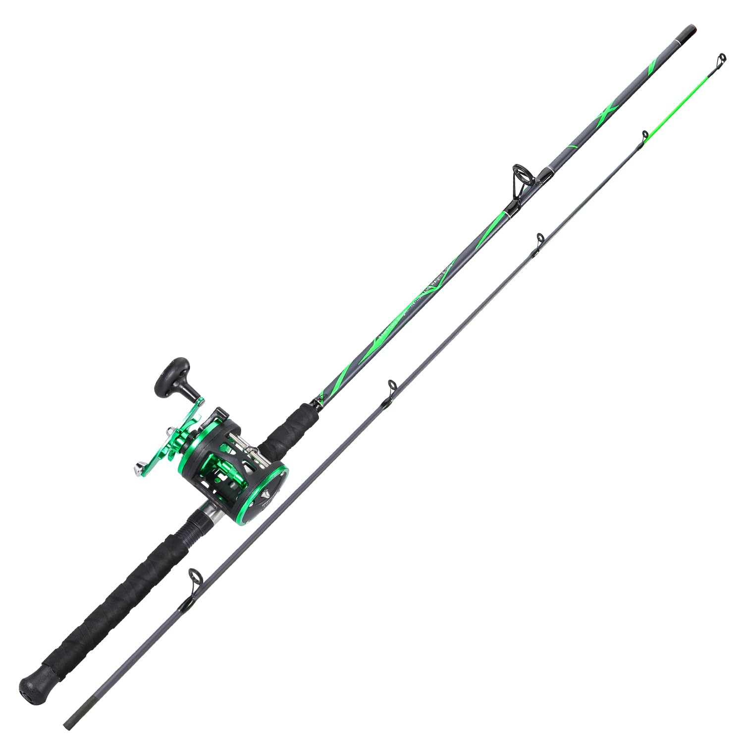 Sougayilang green left-handed reel with ergonomic grip for precise casting.