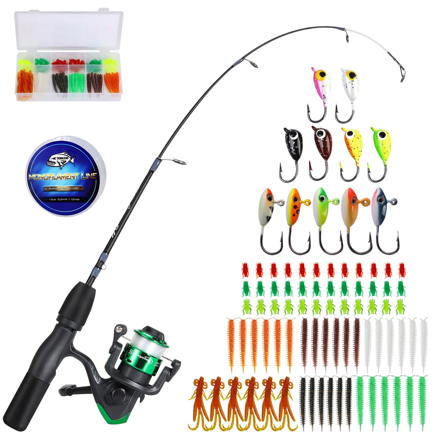 Sougayilang ice fishing kit rod and reel combo ideal for beginners and ready-to-use in cold conditions.