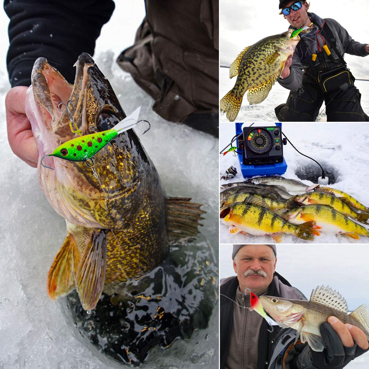Center treble hook and eyelet design on Sougayilang ice lures