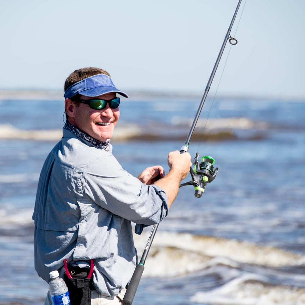 Sougayilang rod and reel in hand to illustrate comfortable grip during casting