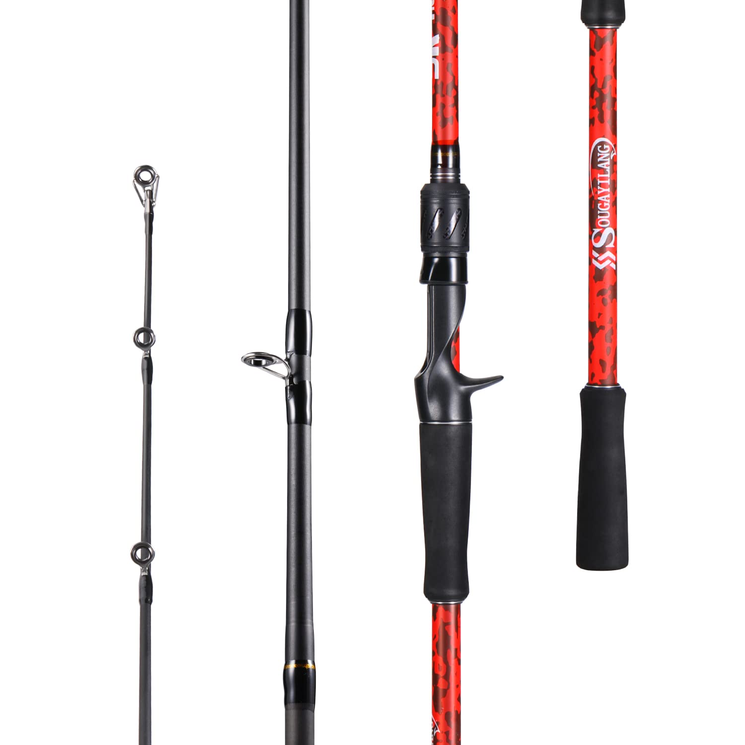 Sougayilang 7ft red casting-rod highlights IM7 Toray carbon for sensitivity and smooth casting
