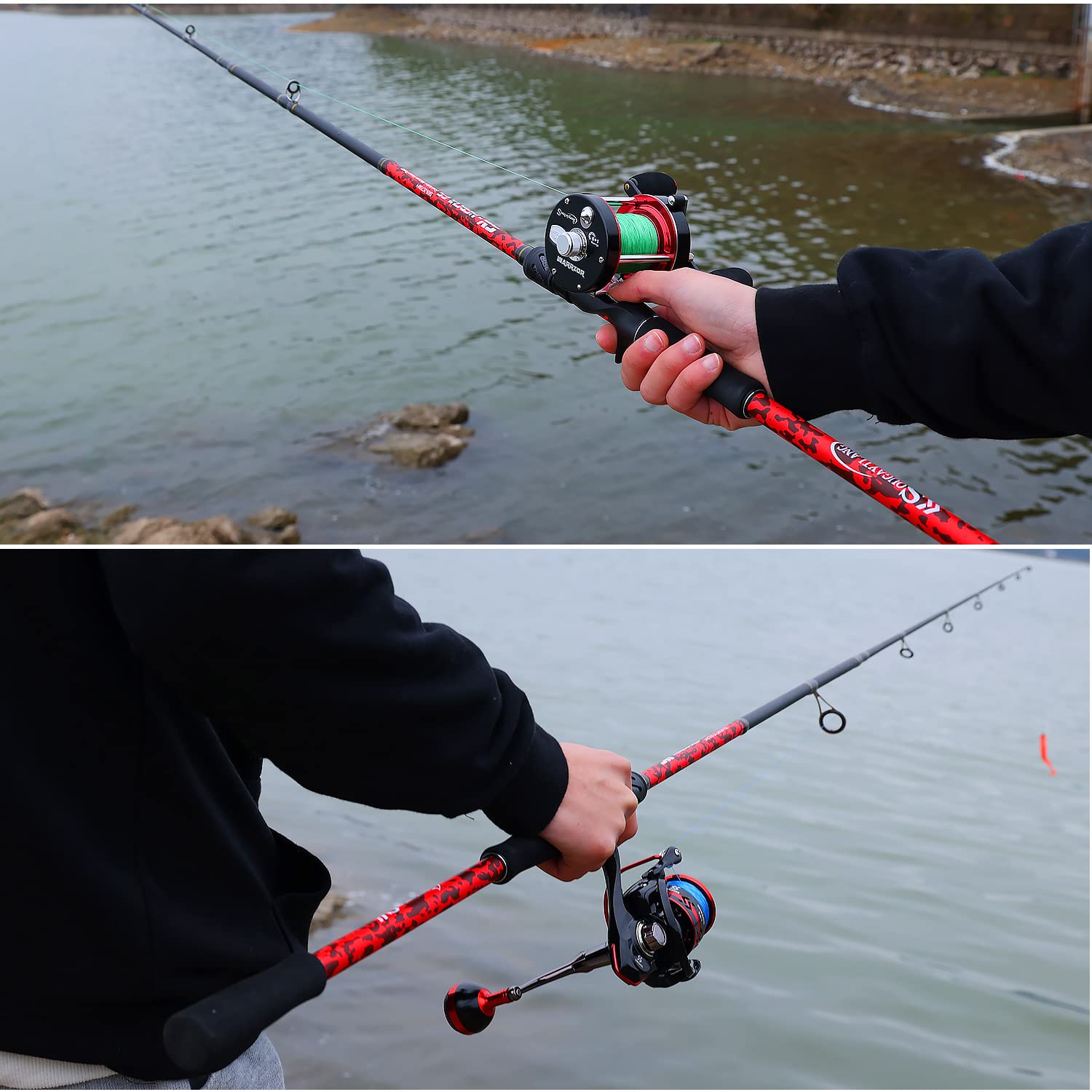 Sougayilang 7ft red casting-rod loads well and responds to light strikes