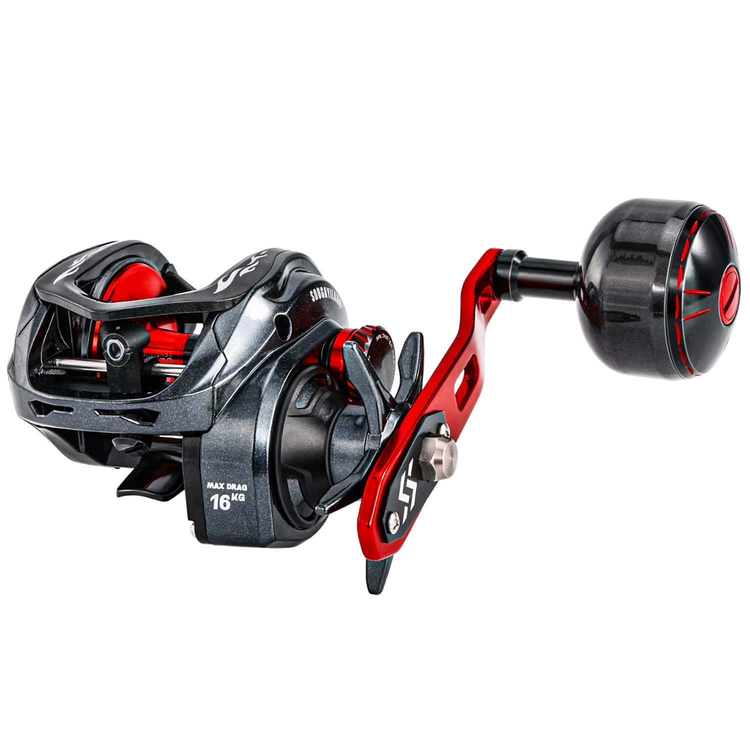 Sougayilang left-handed baitcaster setup emphasizes ergonomic control during long sessions.