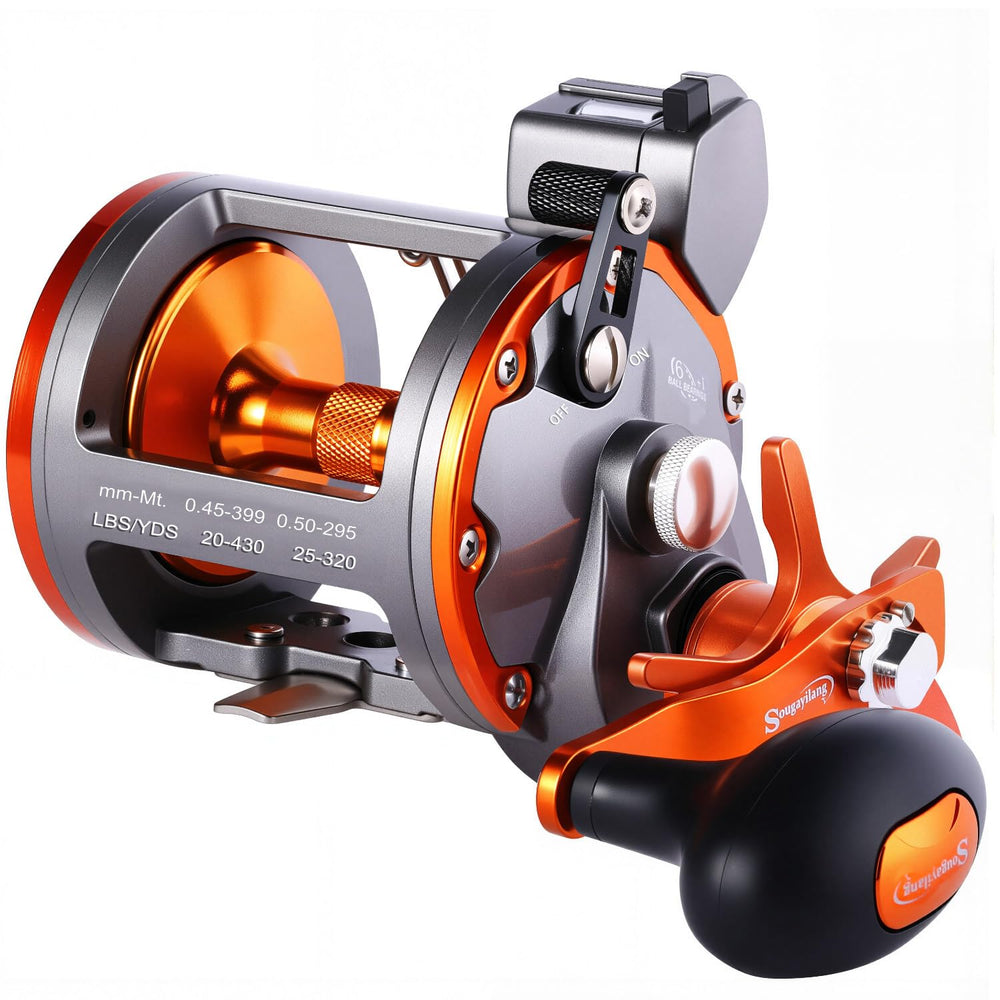Sougayilang Thunder LS II 4000R drag system close-up showing 40 lb power for offshore trolling