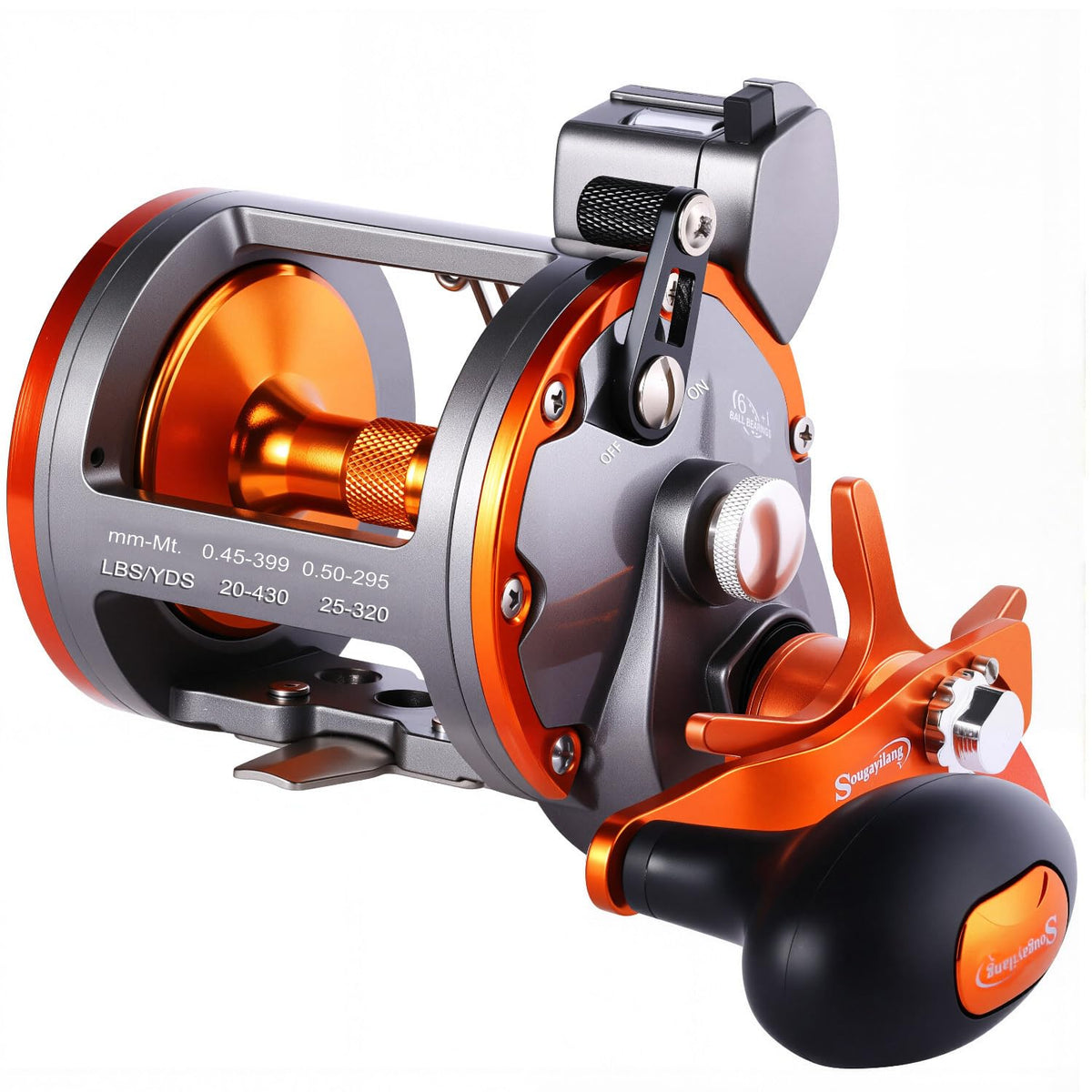Sougayilang Thunder LS II 4000R drag system close-up showing 40 lb power for offshore trolling