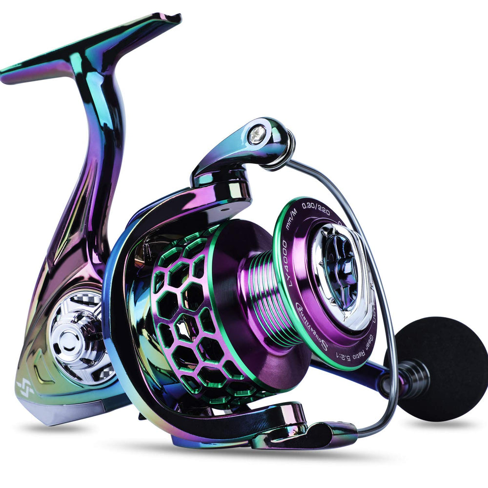 LY4000 spinning reel side profile showing lightweight graphite frame
