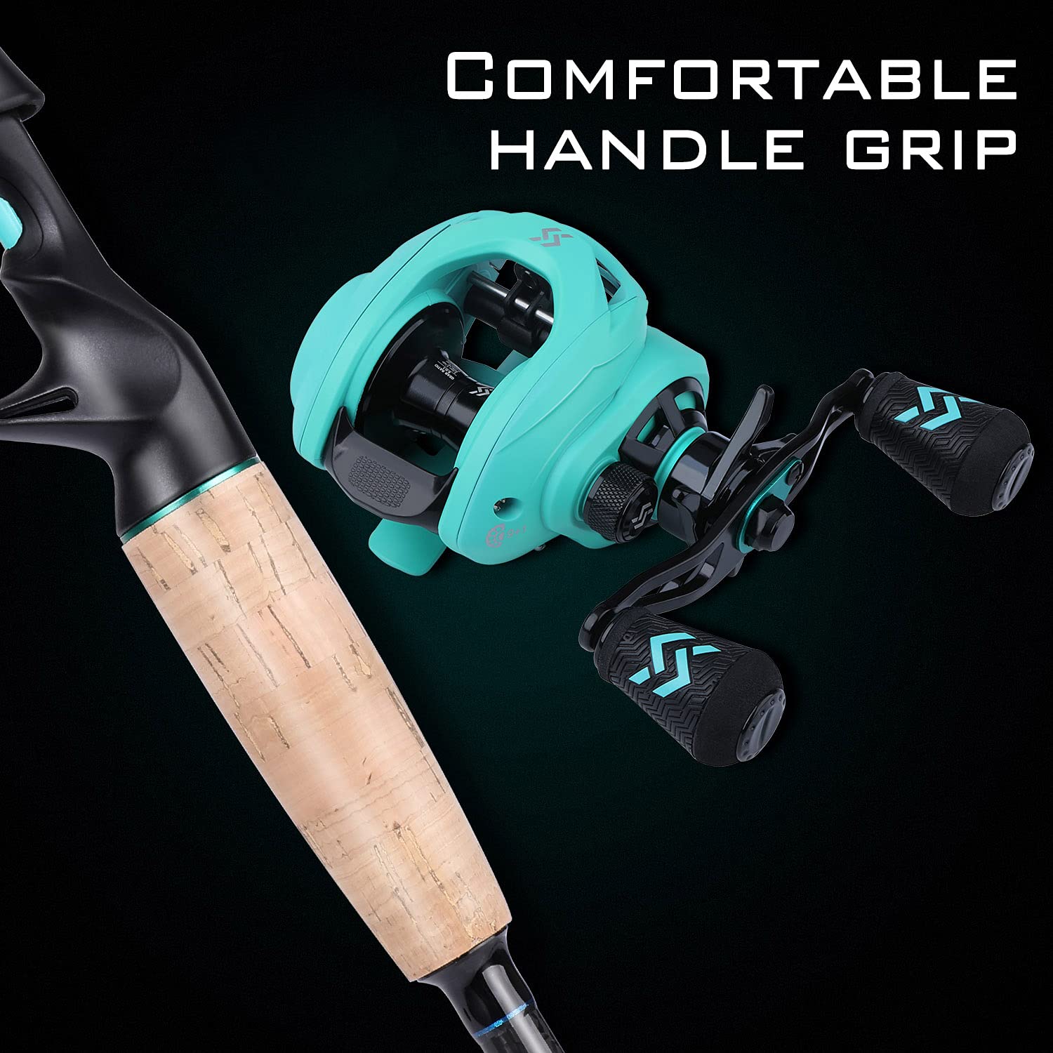 Sougayilang Megalodon superpolymer grip on the reel, waterproof and wear-resistant for comfort.