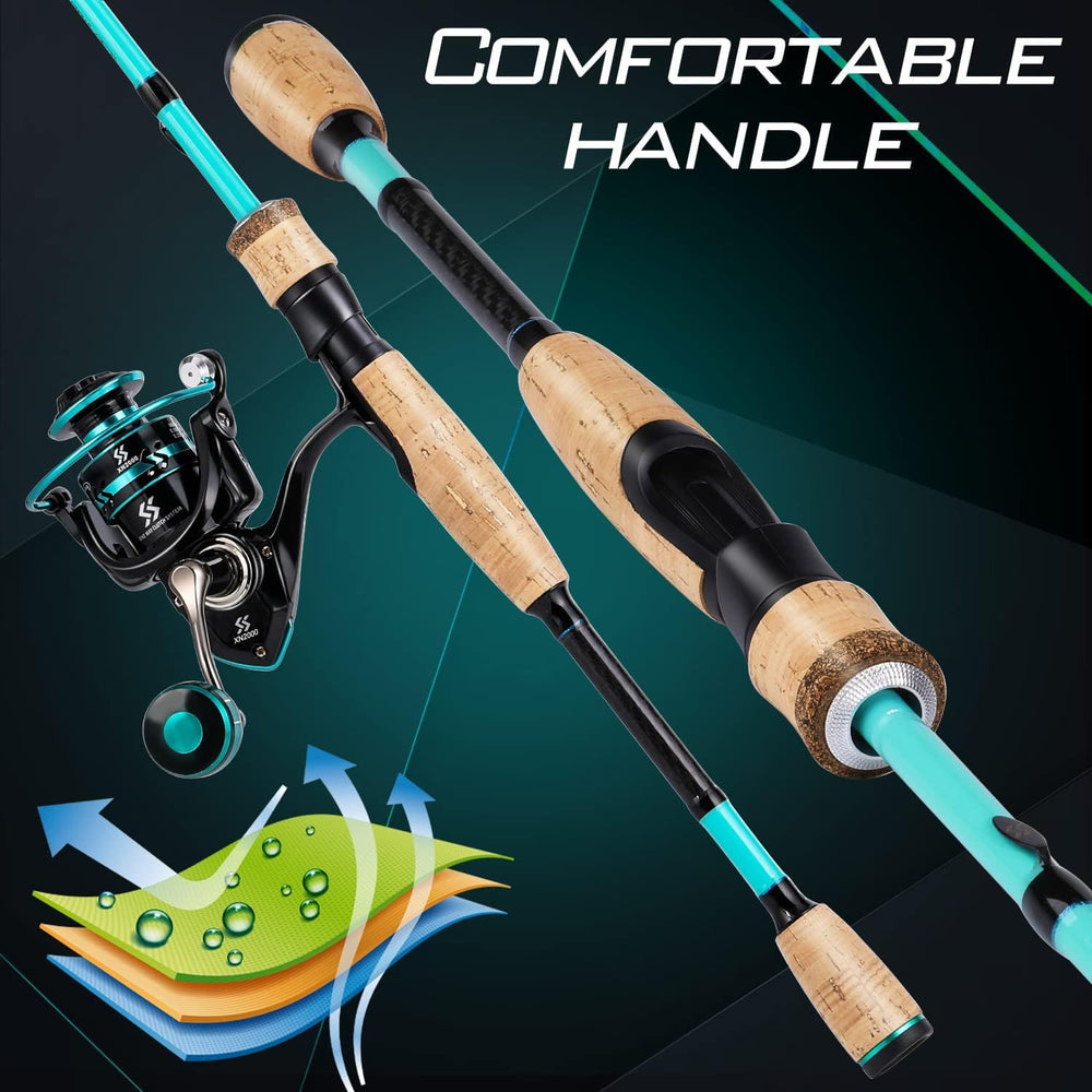 Sougayilang Megalodon rod-reel setup demonstrates balanced two-piece design for easy travel.