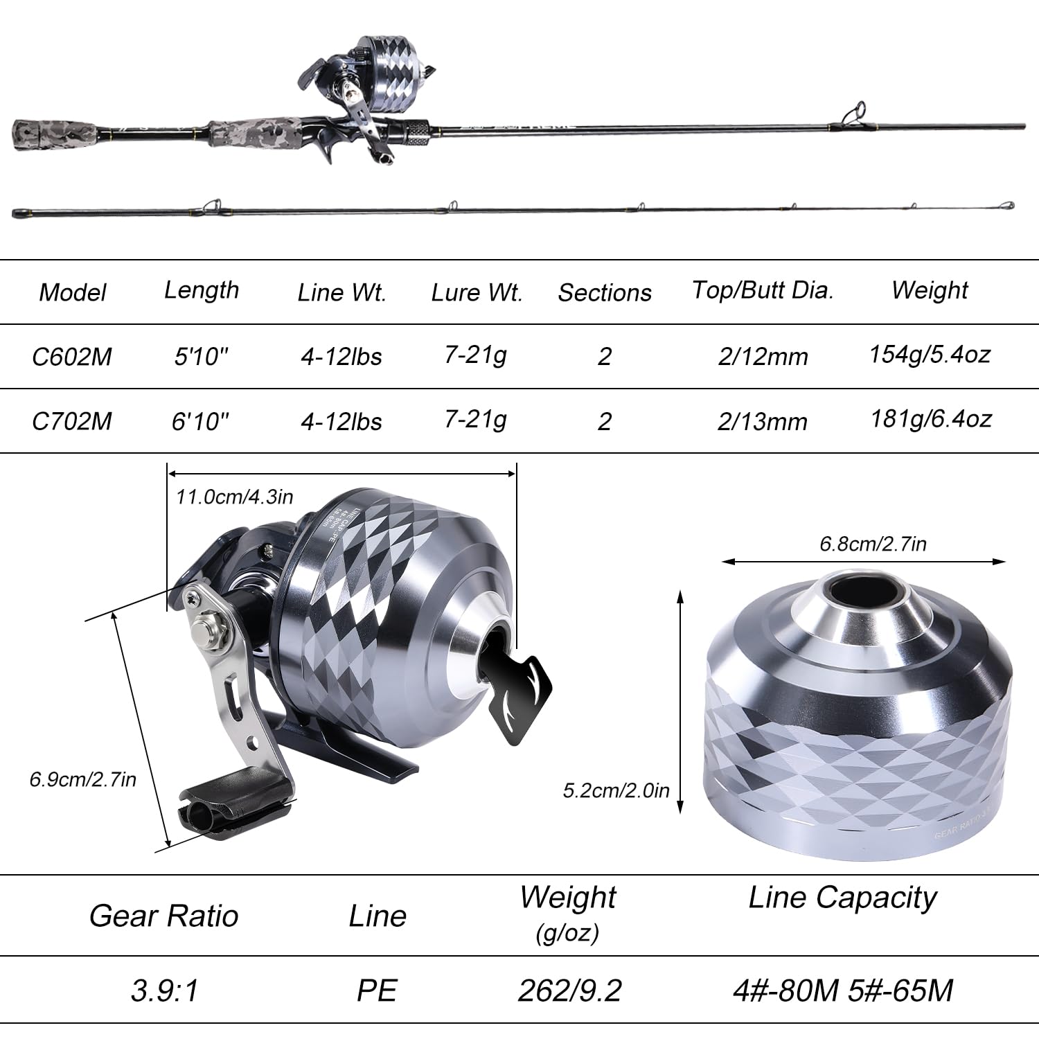 Anti-reverse, pre-spooled spincast reel with smooth gears – image 5