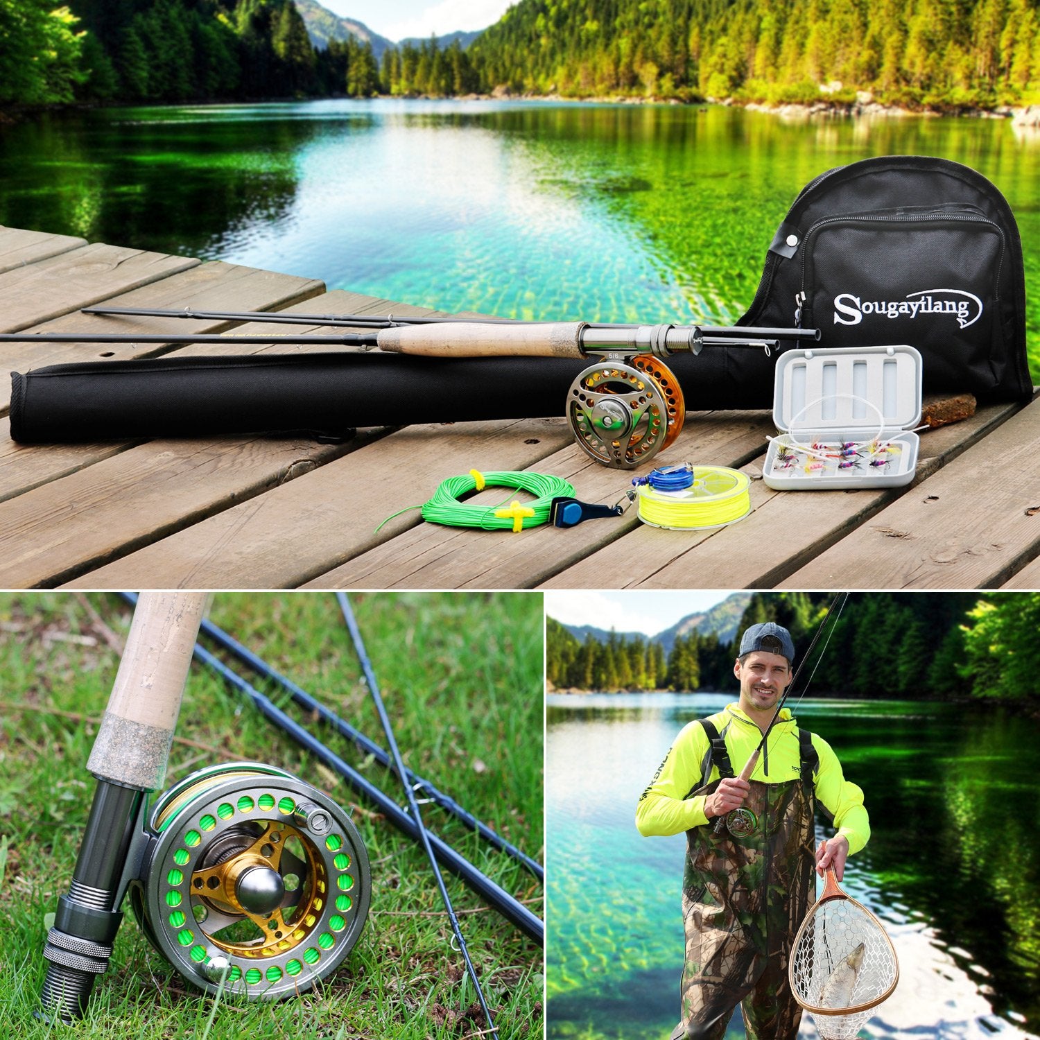 Sougayilang rod and reel assembly layout to illustrate all-in-one package.