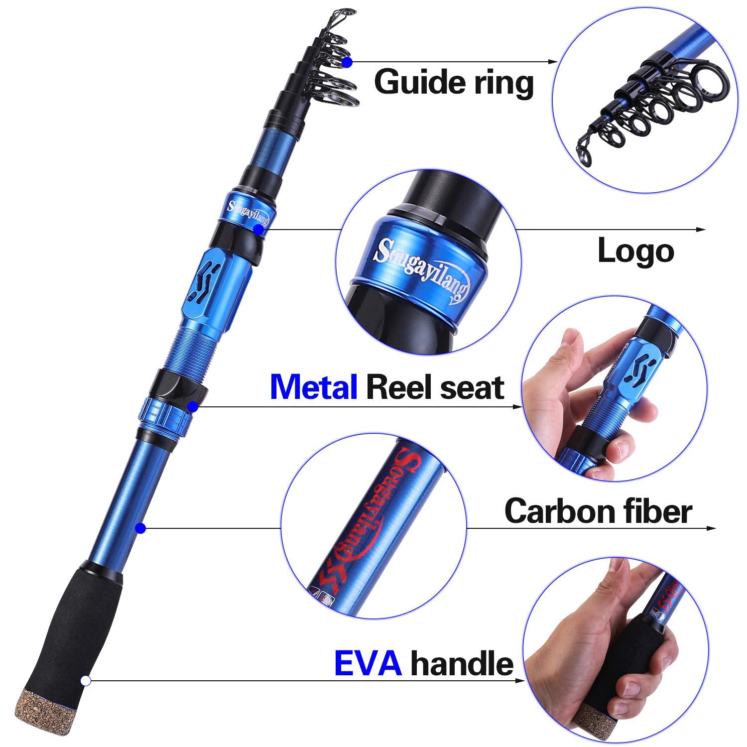 Sougayilang rod features seawater corrosion resistance for outdoor fishing.