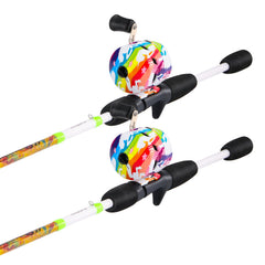 Two-piece fishing rod and spincast reel close-up
