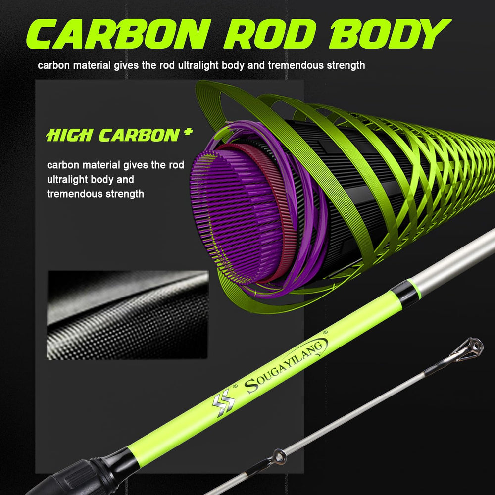 Sougayilang spinning rod 2pc graphite travel-ready design for easy packing.