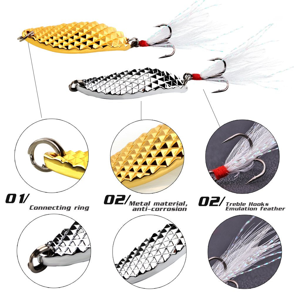 Gold finish Sougayilang spoon lure with treble hook