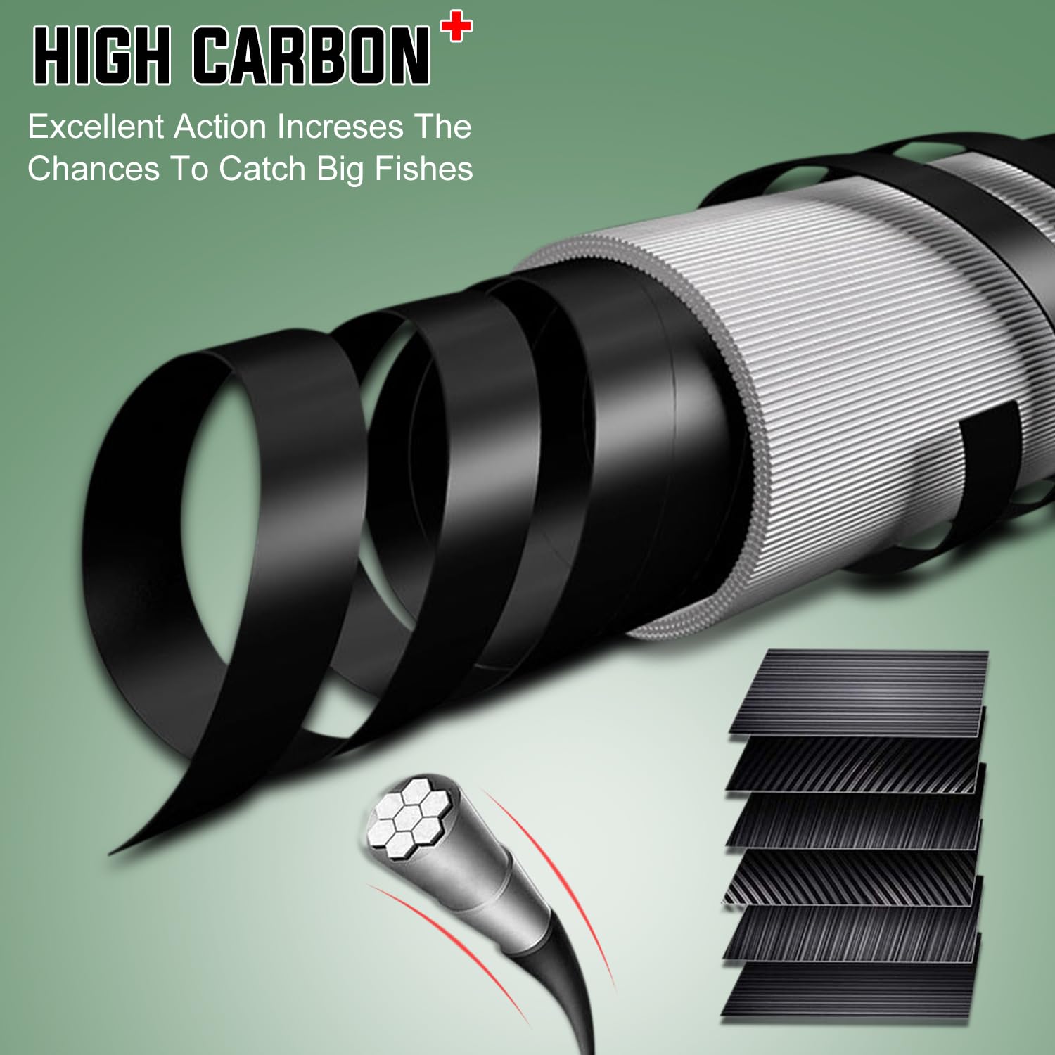 Sougayilang stainless steel guides with ceramic inserts for durability and line control.