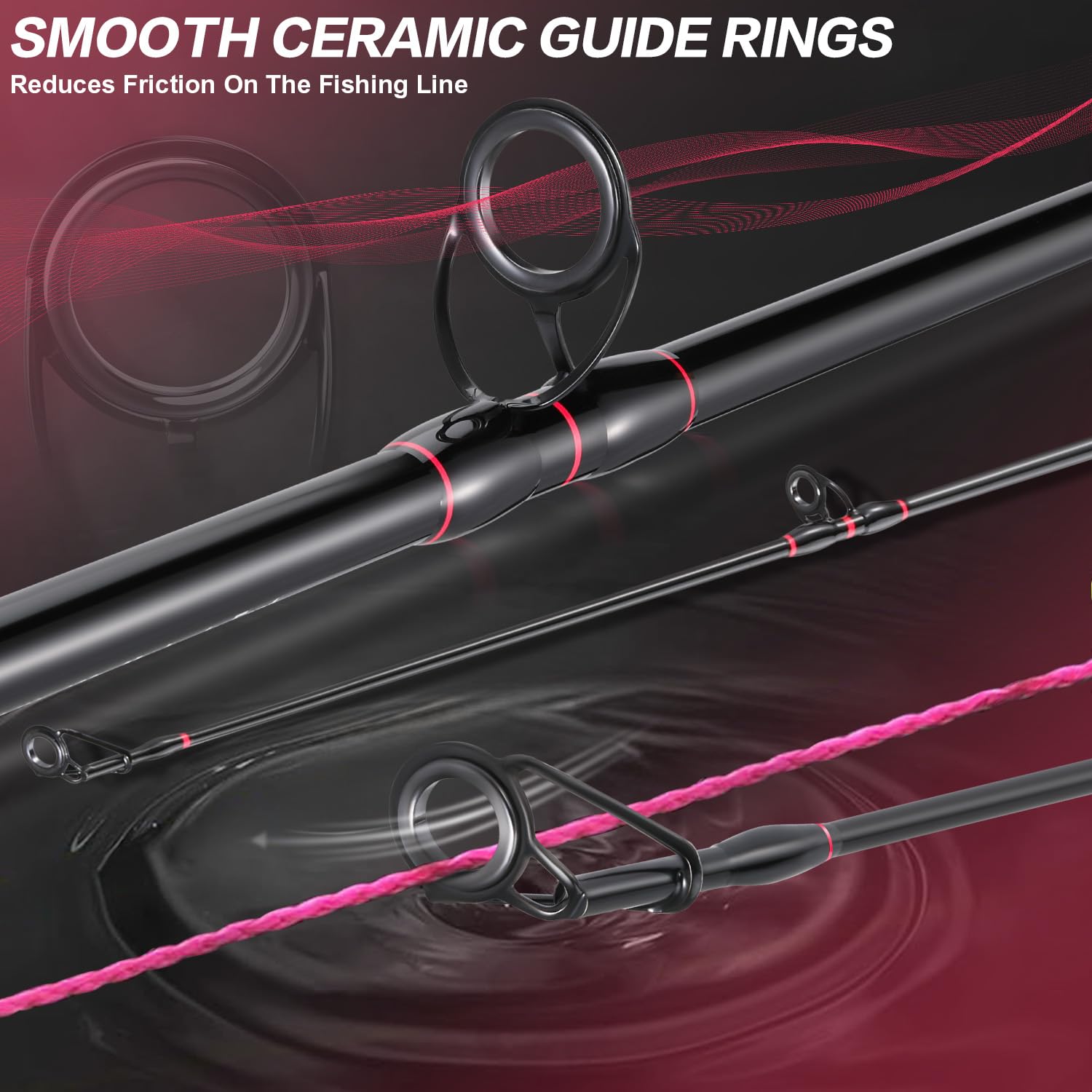 Sougayilang stainless-steel guides with ceramic inserts reduce friction and improve casts.