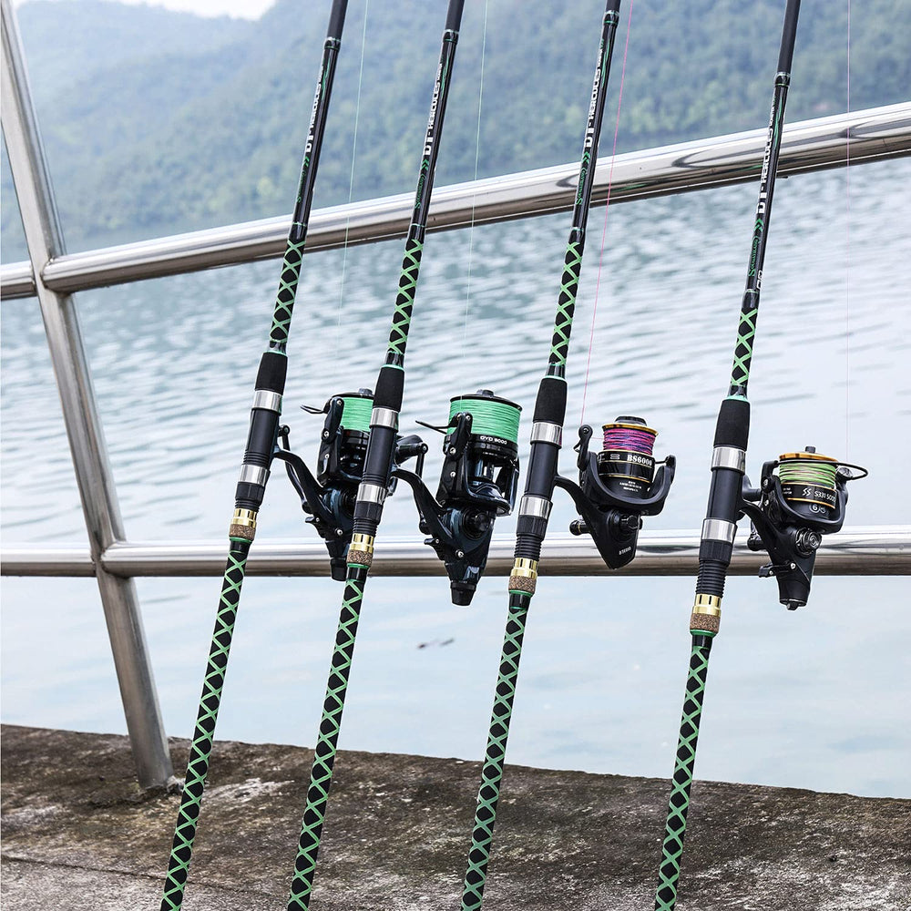Beach saltwater fishing setup with the rod