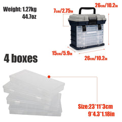 Sougayilang four-compartment tackle box keeps hooks, lures, and lines neatly separated