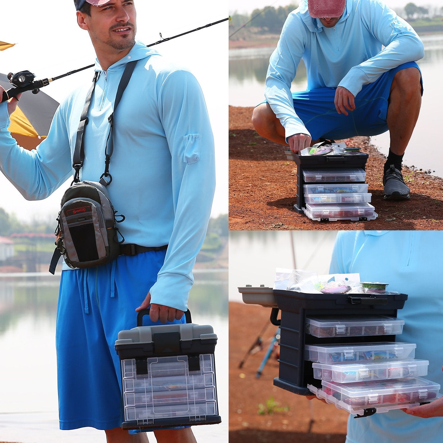 Sougayilang tackle box in action during fishing trip emphasizes easy access