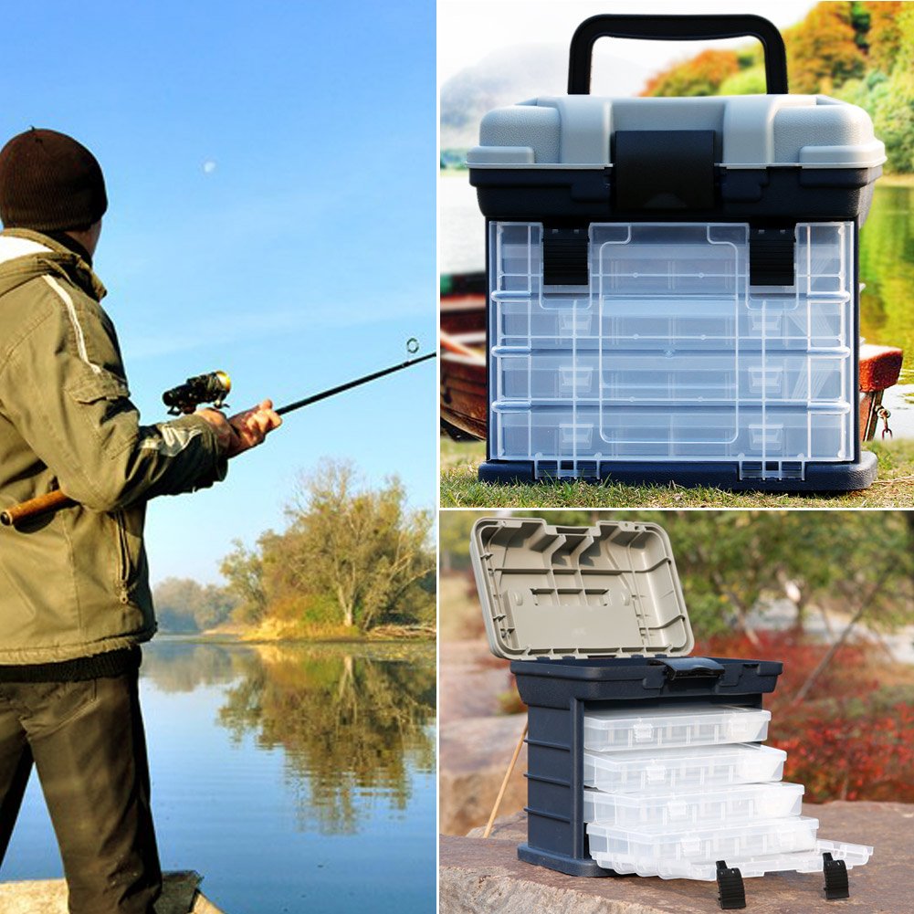 Sougayilang storage case with separate compartments for hooks and floats