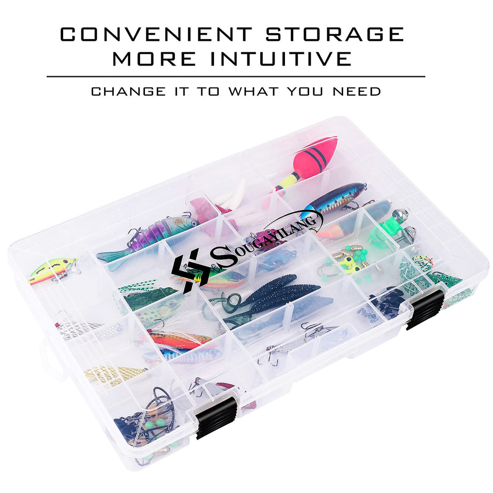 Sougayilang transparent tackle box tray lets you spot gear at a glance
