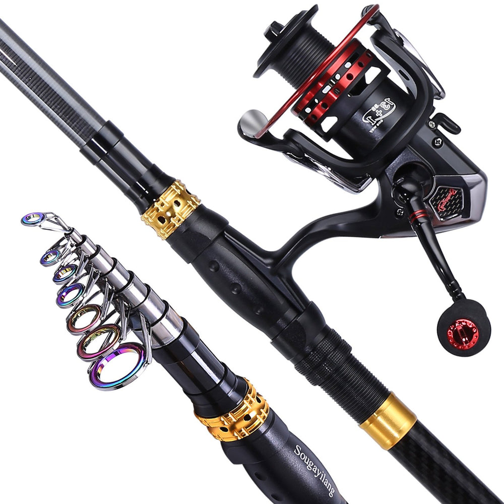 Sougayilang telescopic rod extended illustrates compact travel portability