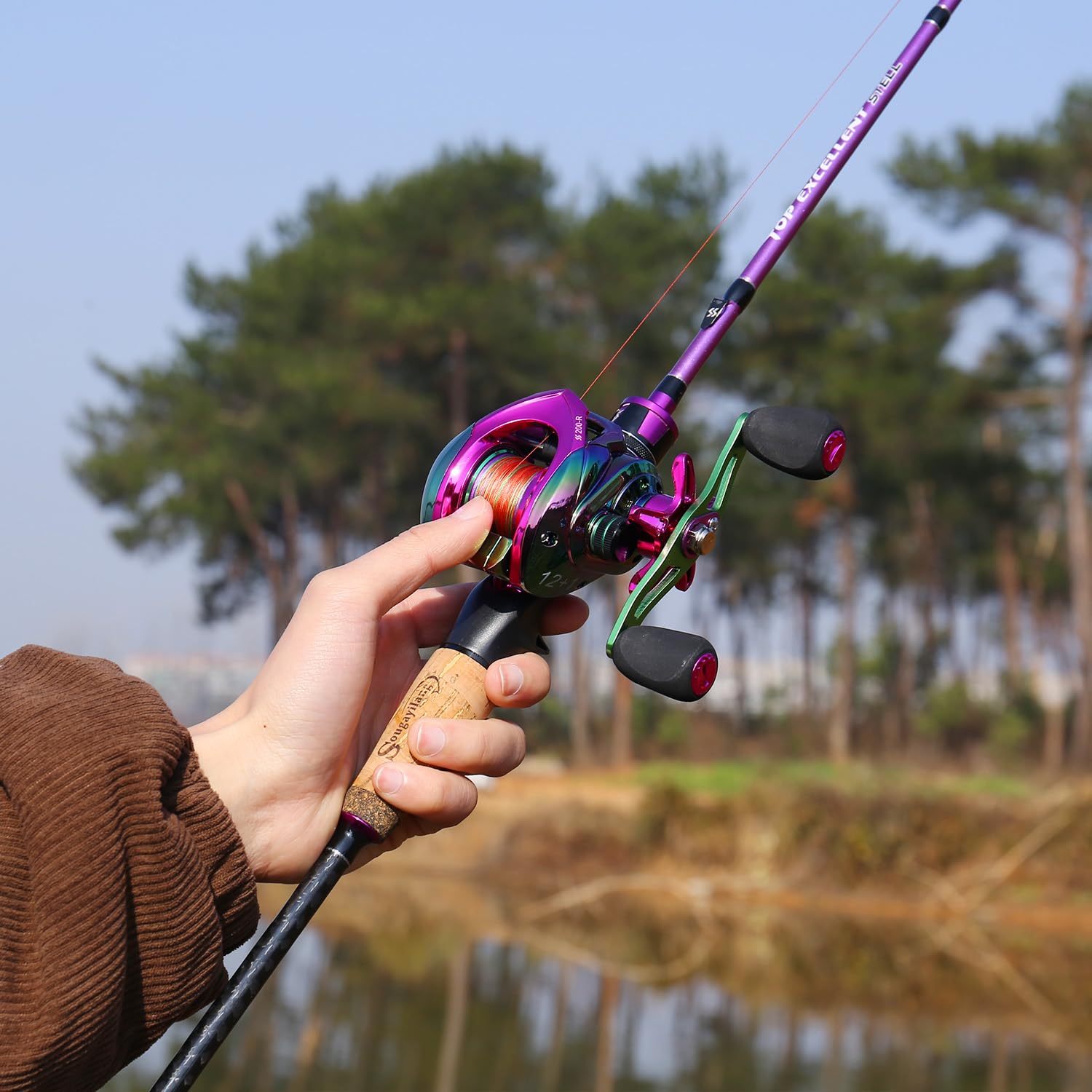 Sougayilang two-piece travel rod storage, easy transport for on-the-go fishing adventures.