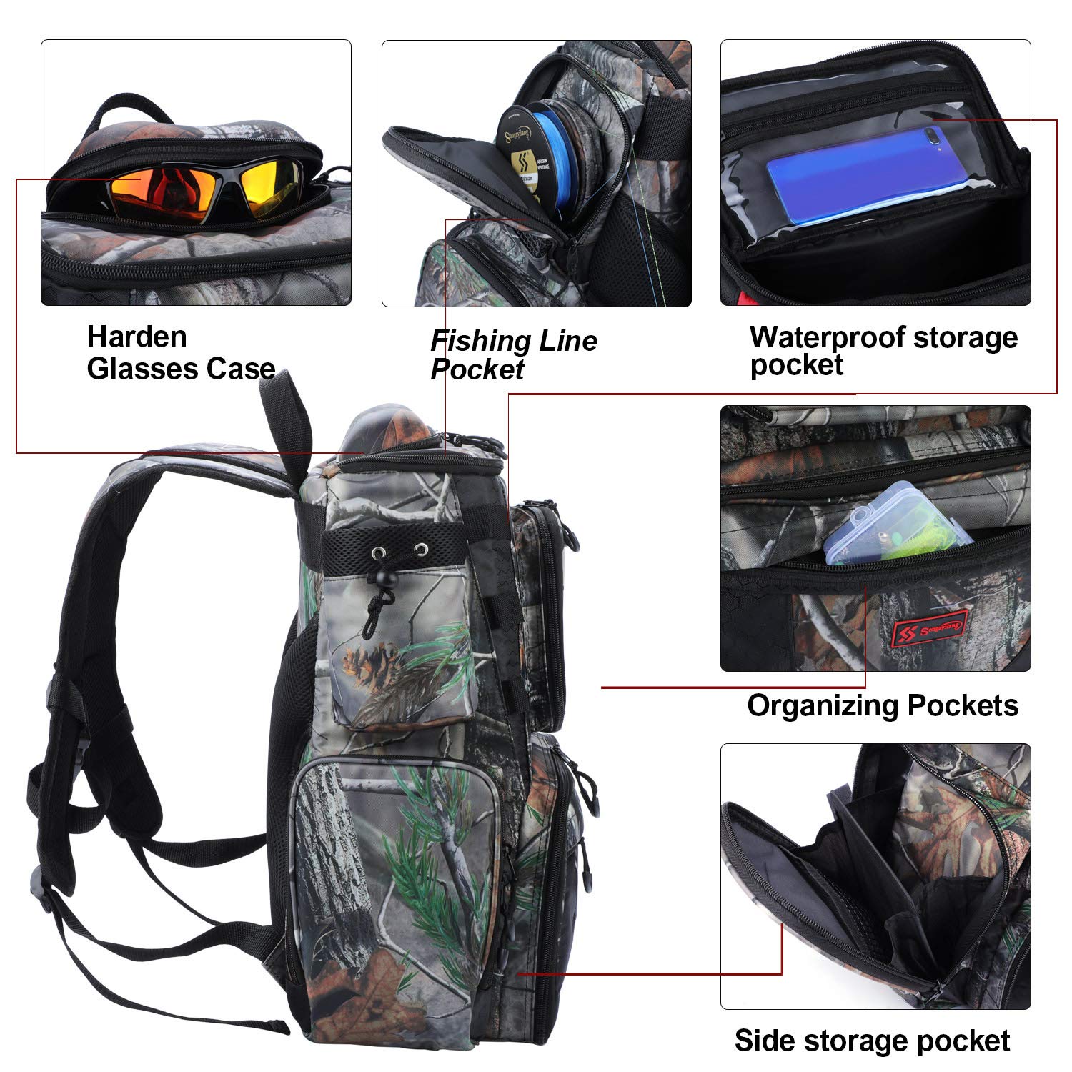 Sougayilang water-resistant nylon fabric protects gear in wet conditions.