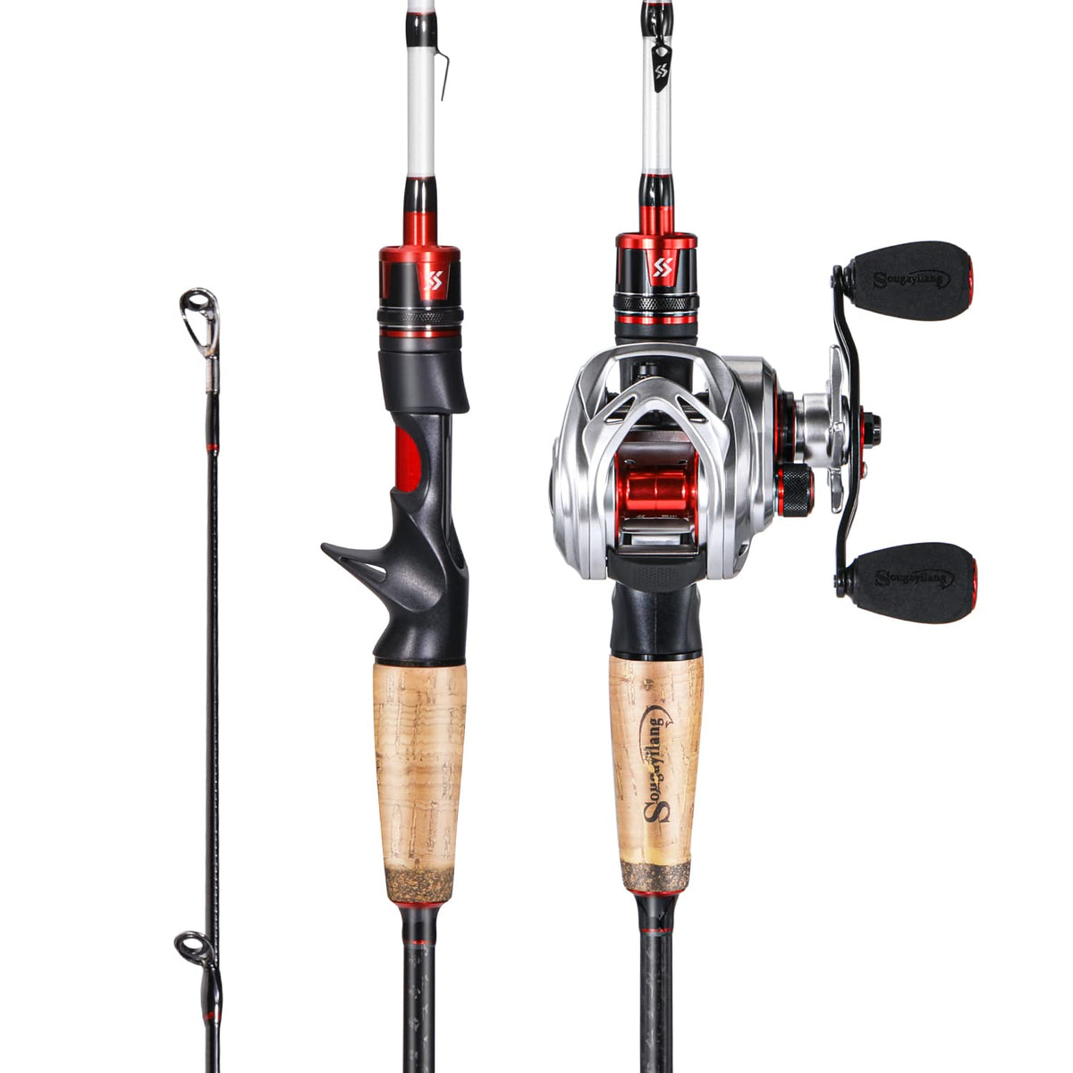 Sougayilang 6.9ft fishing rod with right-hand reel front view