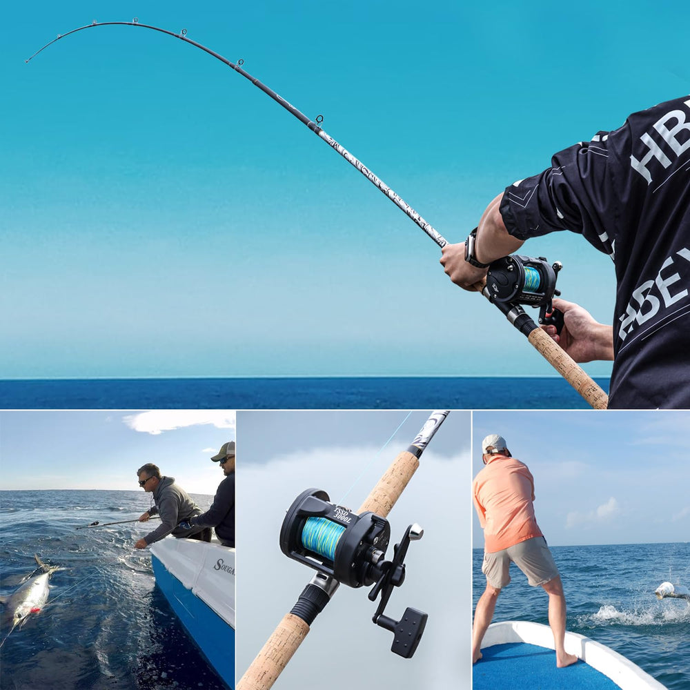 Detail shot of the rod, reel, and guides