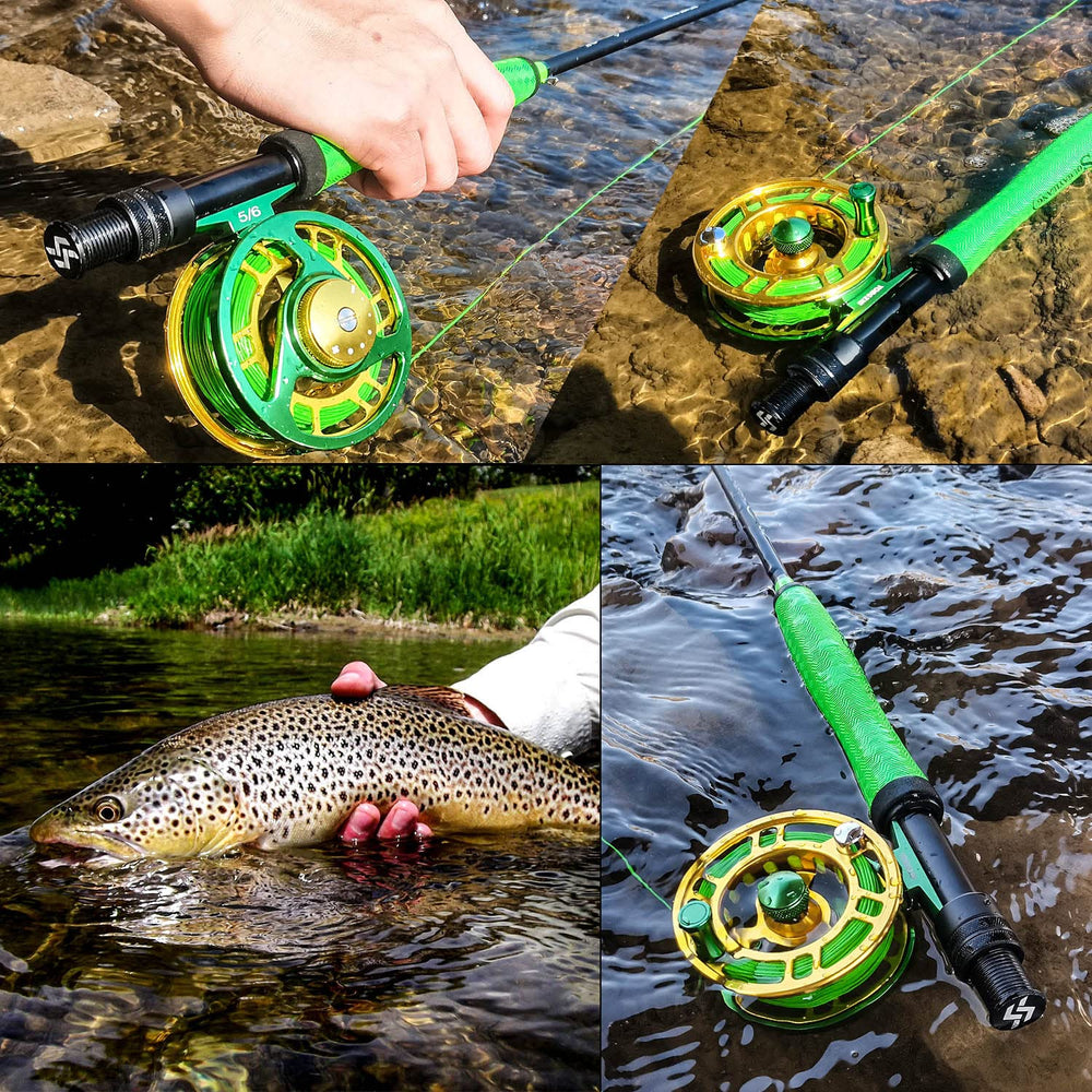 12 flies with spare leader in a fly box