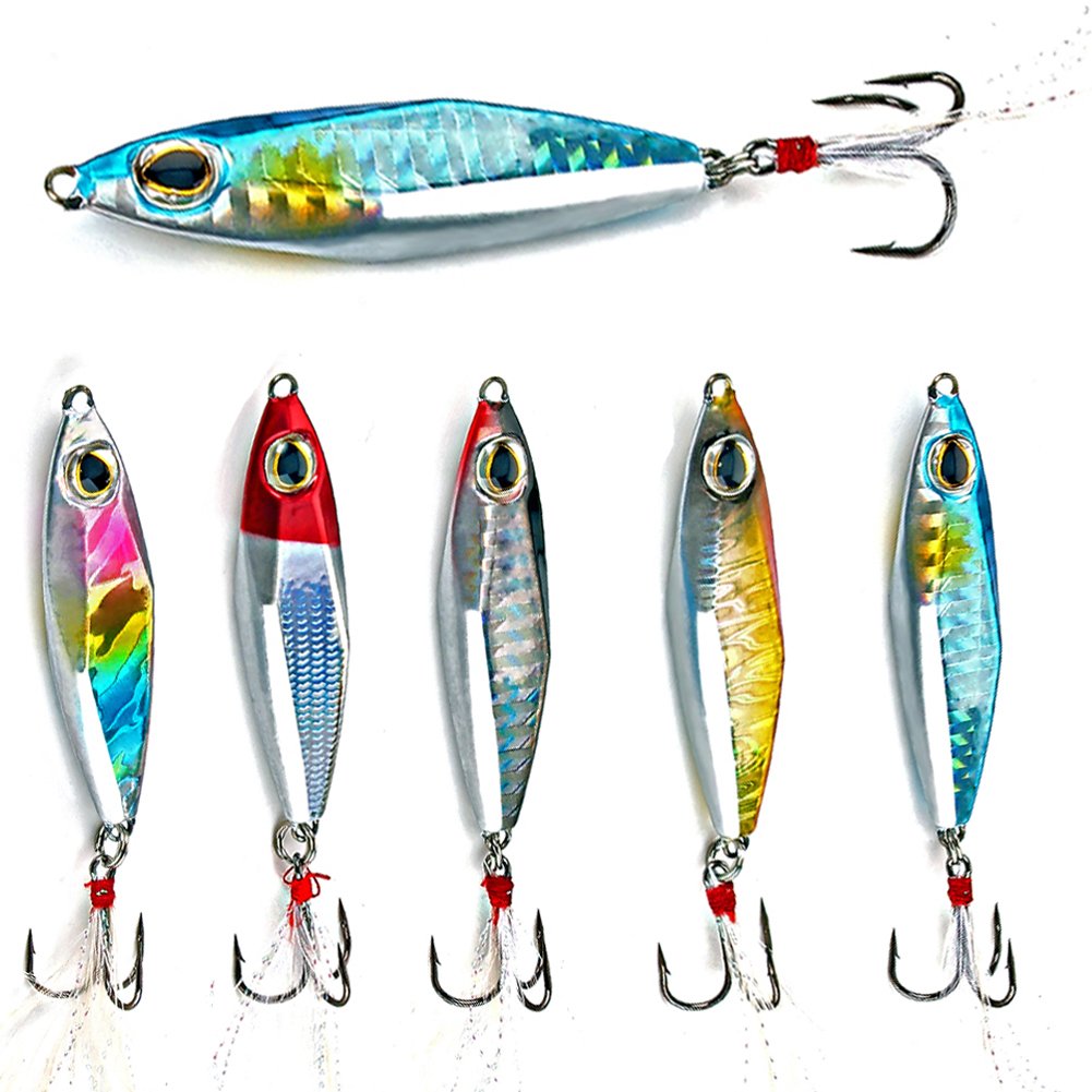Sougayilang micro jigging lure in red color with treble hook