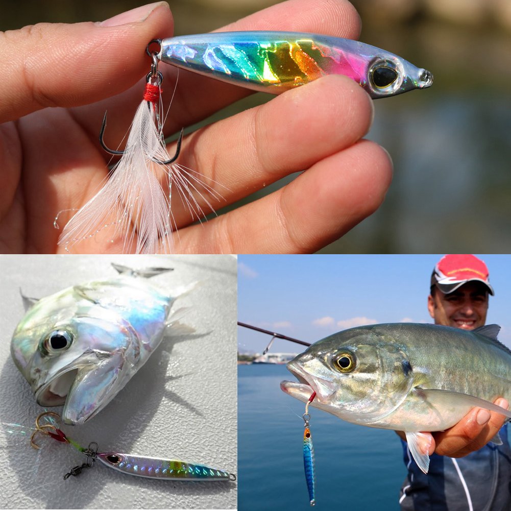 Blue reflective jig lure ready for pelagic fish