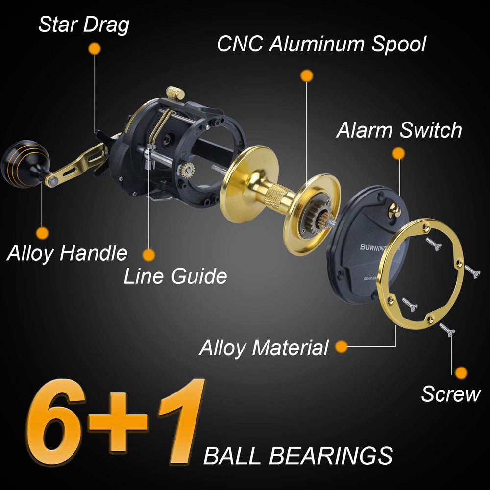 Close-up of 4.1:1 gear ratio label on reel