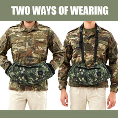 Soulchen camo hand-warmer pouch with adjustable shoulder strap for hands-free use