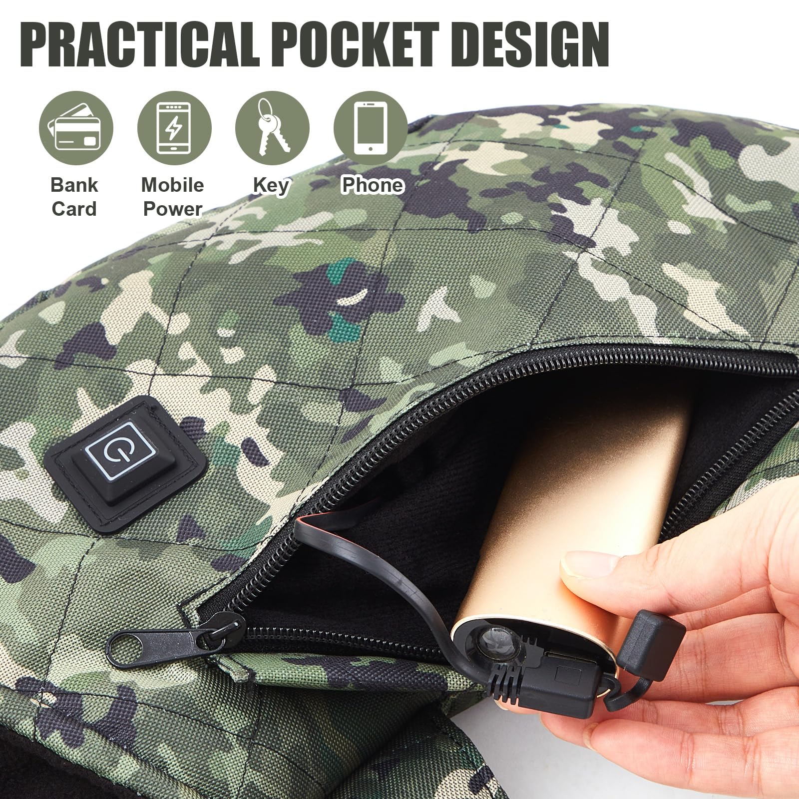 Soulchen camo hand-warmer pouch wool lining provides soft warmth