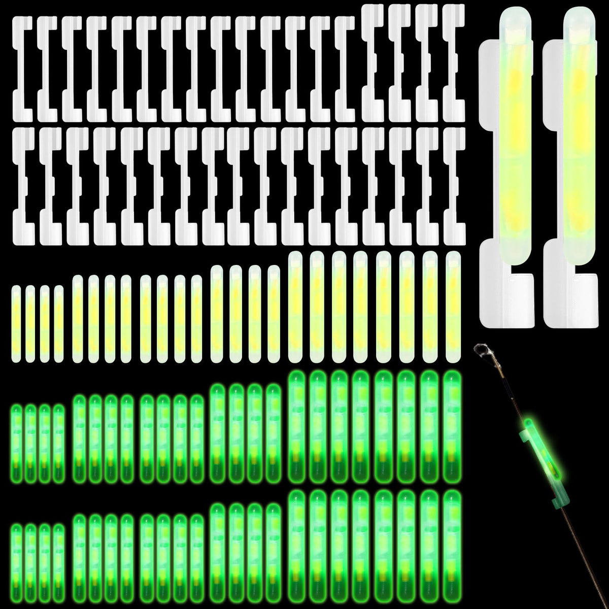 Soulchen glow sticks bulk 300 pieces with 50 card slots in green