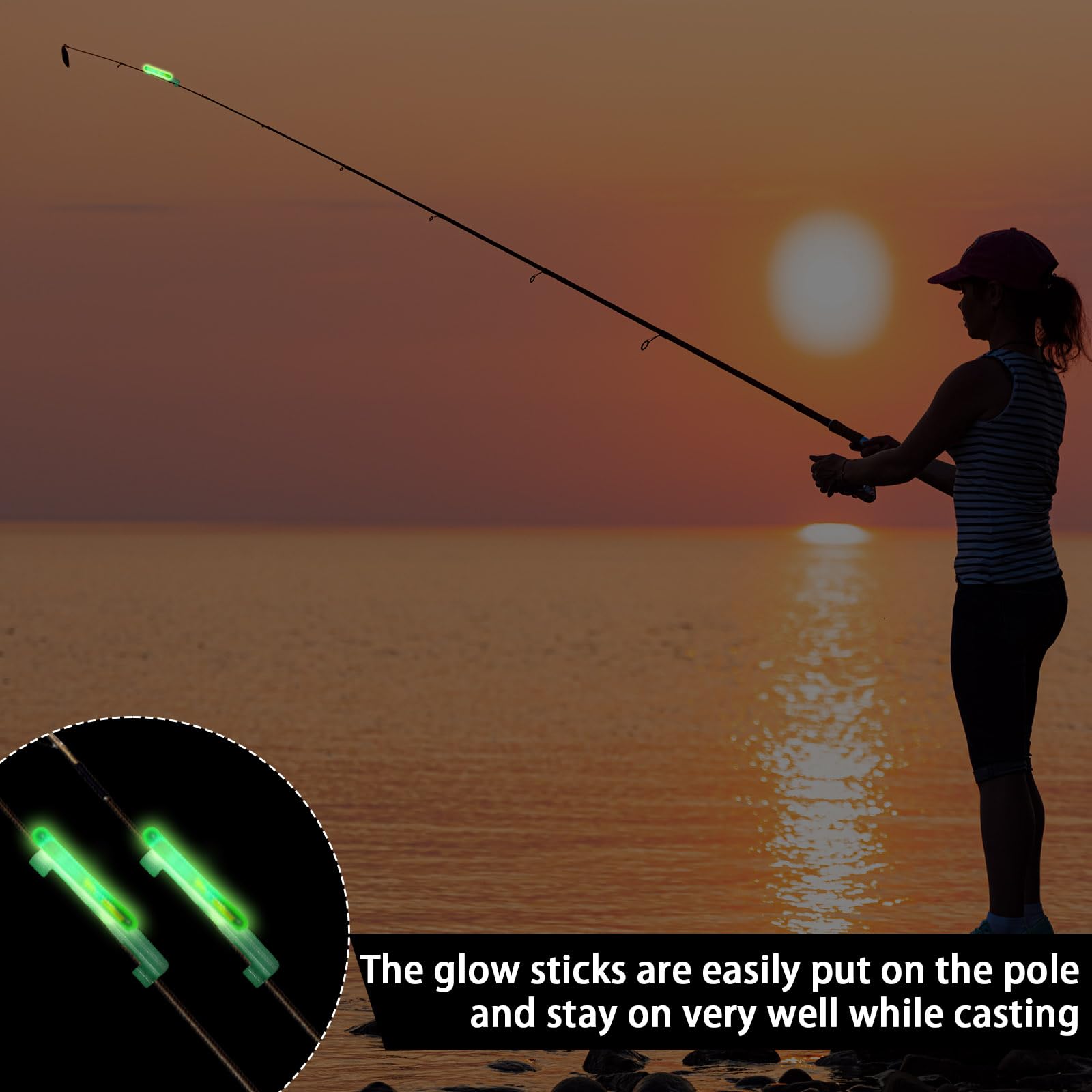 Glow sticks glowing at night for fishing