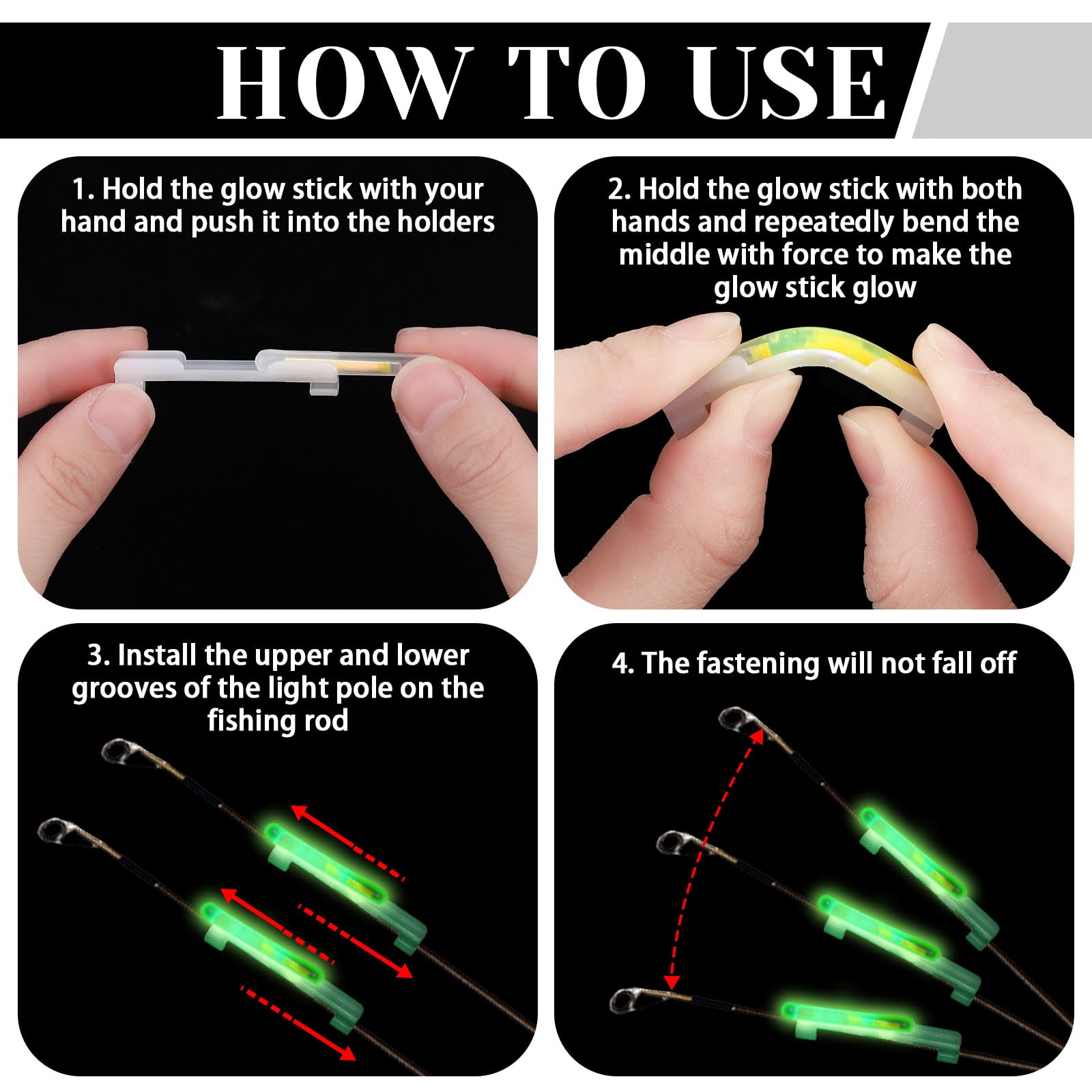 Glow sticks packaged with card slots for easy organization