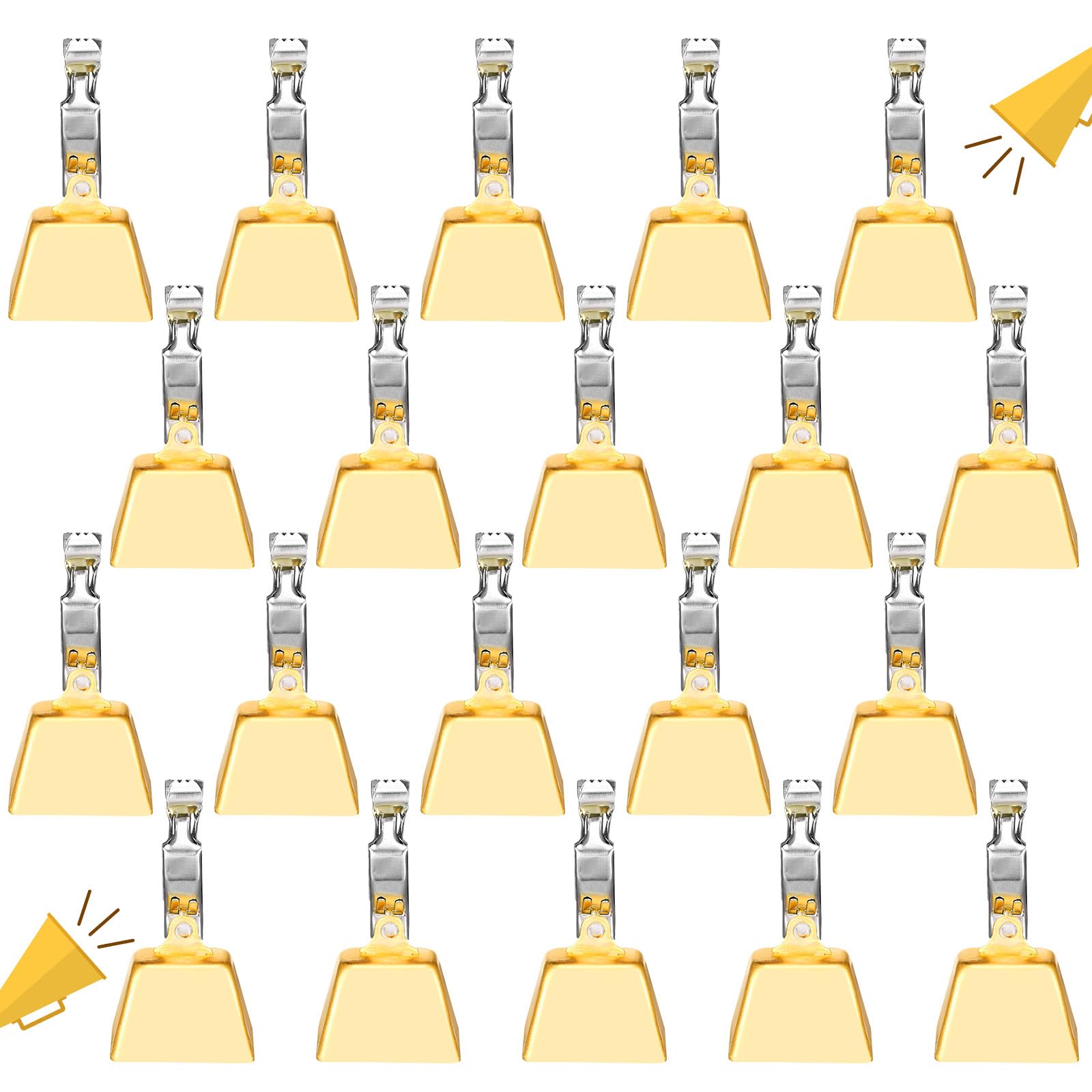 Soulchen 20 piece gold fishing bells with clip-on pole clamps