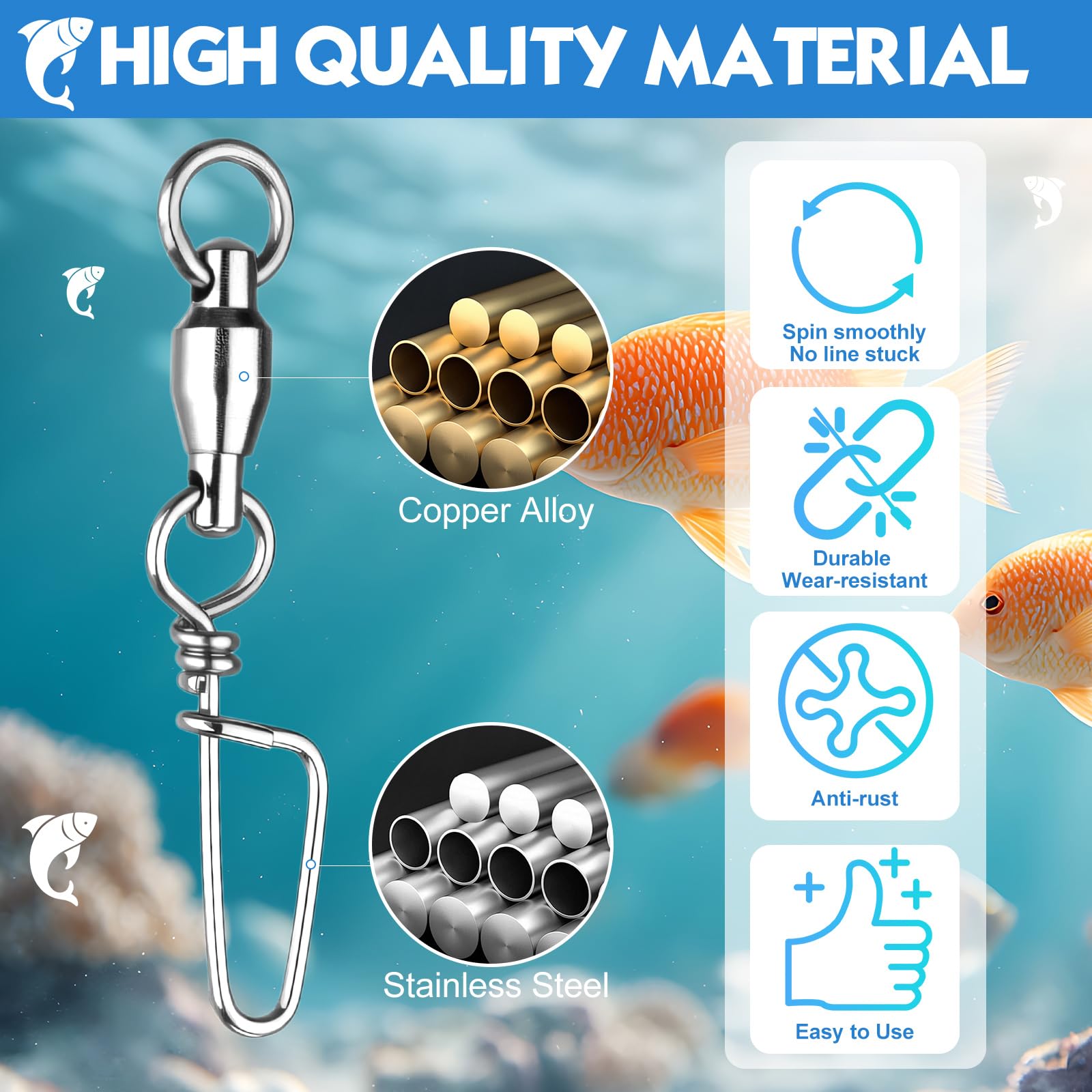 Soulchen Snap Swivels welded rings corrosion resistant close-up