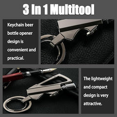 SOULRAZY Infinity lighter keychain attachment highlights multitool and bottle opener for travel.