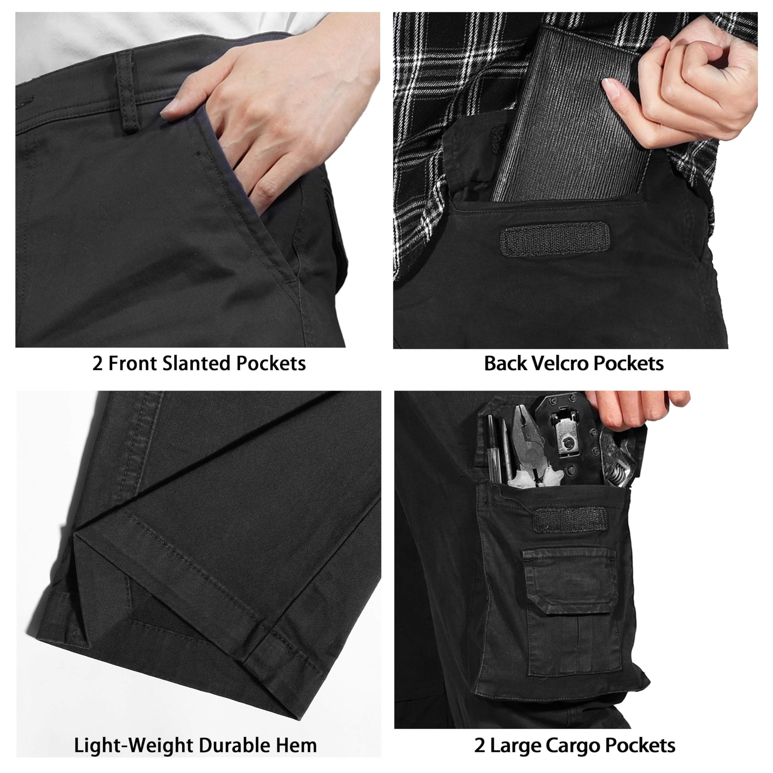 Soulsfeng mens black cargo pants hiking-ready pockets for outdoor adventures