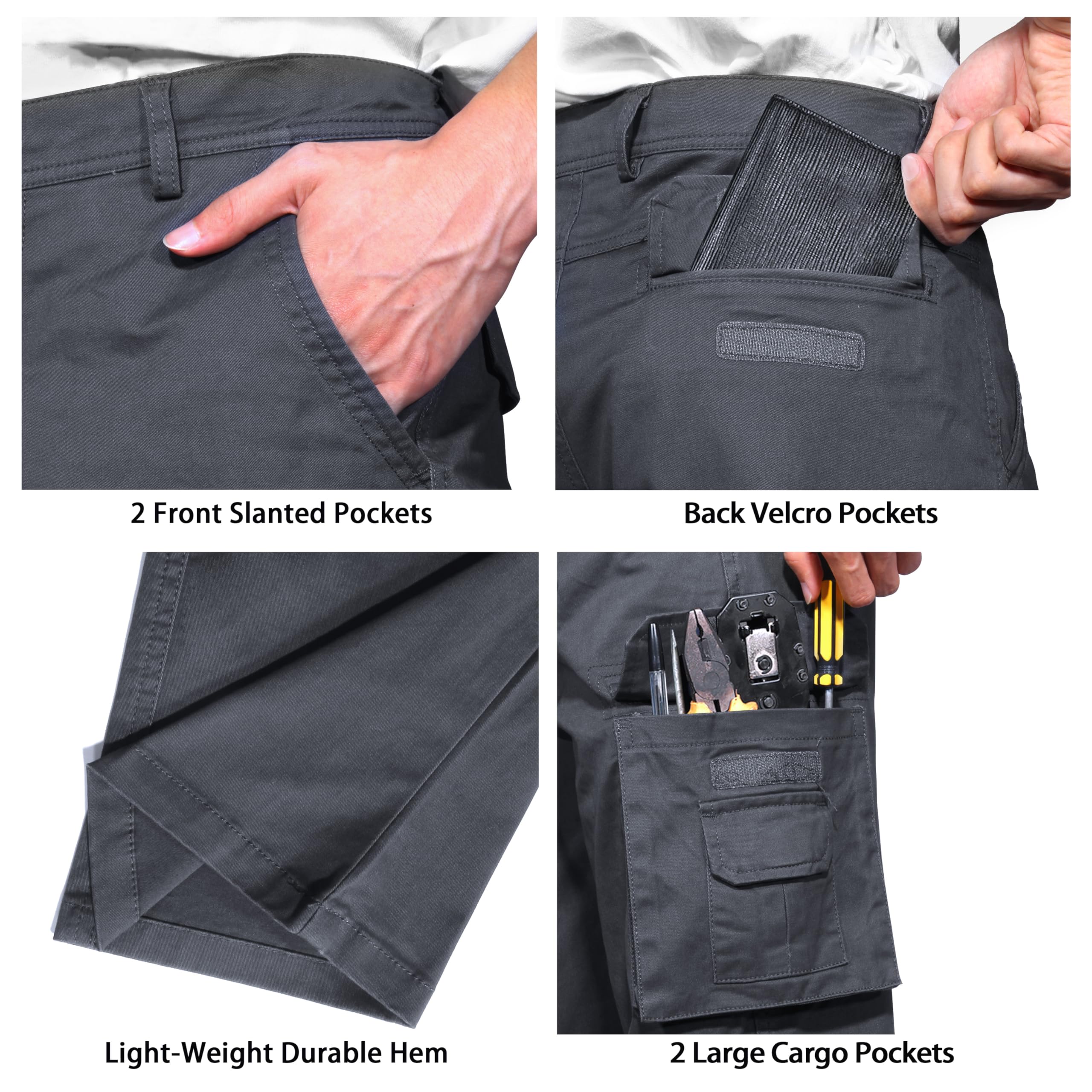 Soulsfeng mens grey cargo pants in outdoor setting illustrating versatile use.