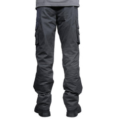 Soulsfeng mens grey cargo pants pocket close-up demonstrating roomy cargo pockets.