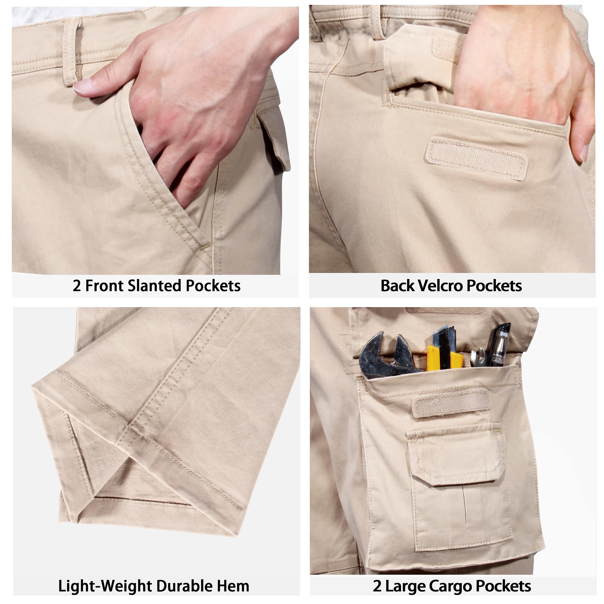 Soulsfeng khaki cargo pants in-use hiking scene showcasing versatility and comfort.