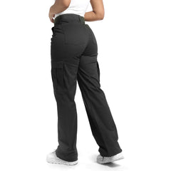 Soulsfeng women's black baggy cargo pants side pocket layout for practical storage on hikes
